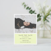 Modernes, Save the Date gelbes Foto Ankündigungspostkarte (Stehend Vorderseite)