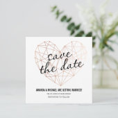 Modernes, Save the Date geometrisches Rose-Goldher (Stehend Vorderseite)
