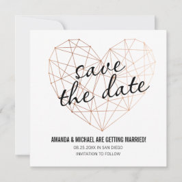 Modernes, Save the Date geometrisches Rose-Goldher