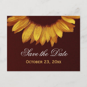 Modernes Save the Date Gold farbige Sonnenblume v6 Ankündigungspostkarte