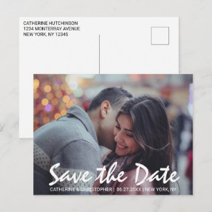 Modernes Save the Date handgeschriebenes Foto Postkarte