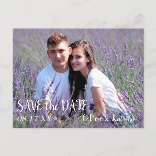 Modernes Save the Date Hochzeitfoto Postkarte (Vorderseite)