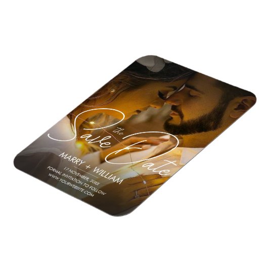 Modernes, Save the Date hochzeitliches Foto Magnet (Linke Seite)