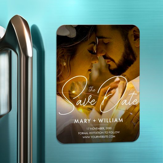 Modernes, Save the Date hochzeitliches Foto Magnet
