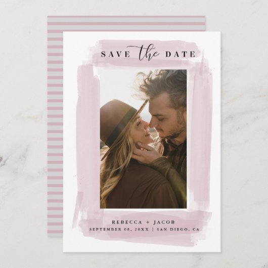 Modernes Save the Date Hochzeitsszittel-Foto (Vorne/Hinten)
