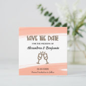 Modernes Save the Date Hochzeitungs-Aquarellpfirsi (Stehend Vorderseite)