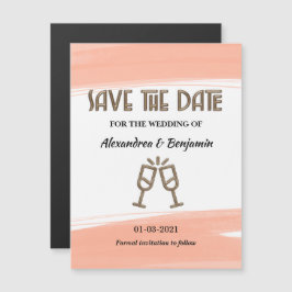 Modernes Save the Date Hochzeitungs-Aquarellpfirsi Magnetkarte