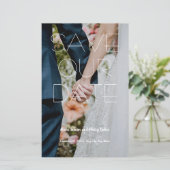 Modernes, Save the Date individuelles Hochzeitsmen (Stehend Vorderseite)