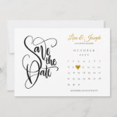Modernes Save the Date Kalender Gold Liebe Herzstü (Vorderseite)