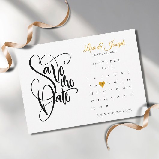 Modernes Save the Date Kalender Gold Liebe Herzstü