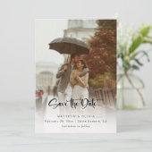 Modernes Save the Date Kalligraphieskript mit Foto (Stehend Vorderseite)