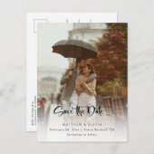 Modernes Save the Date Kalligraphieskript mit Foto Ankündigungspostkarte (Vorne/Hinten)