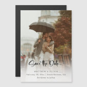 Modernes Save the Date Kalligraphieskript mit Foto Magneteinladung (Vorne/Hinten)