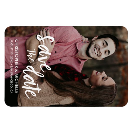 Modernes, Save the Date Personalisiertes Foto Magnet (Horizontal)