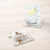 Modernes, Save the Date Personalisiertes Foto Rechteckiger Pappuntersetzer (Vor Ort)