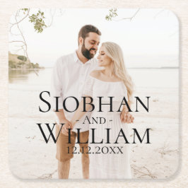 Modernes, Save the Date Personalisiertes Foto Rechteckiger Pappuntersetzer