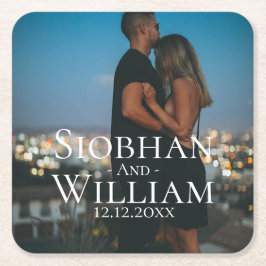 Modernes, Save the Date Personalisiertes Foto Rechteckiger Pappuntersetzer