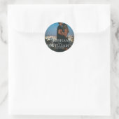 Modernes, Save the Date Personalisiertes Foto Runder Aufkleber (Tasche)