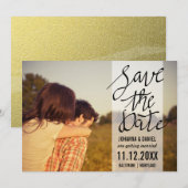 Modernes Save the Date Typografie-Paar-Foto (Vorne/Hinten)