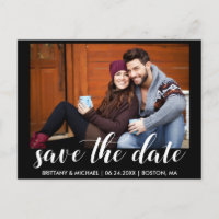 Modernes Save the Date Verlobung Foto Blk