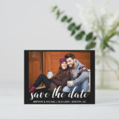 Modernes Save the Date Verlobung Foto Blk Postkarte (Stehend Vorderseite)
