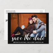 Modernes Save the Date Verlobung Foto Blk Postkarte (Vorne/Hinten)