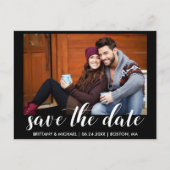 Modernes Save the Date Verlobung Foto Blk Postkarte (Vorderseite)