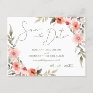 Modernes Save the Date Wasserfarbenfrohe Rose Krau Postkarte