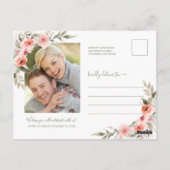 Modernes Save the Date Wasserfarbenfrohe Rose Krau Postkarte (Rückseite)