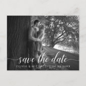 Modernes Save the Date weißes handgeschriebenes Fo Postkarte (Vorderseite)