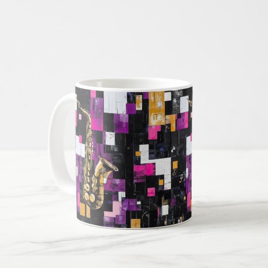 Modernes Saxophon Kaffeetasse (Vorderseite Links)