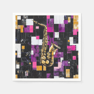 Modernes Saxophon-Muster Serviette