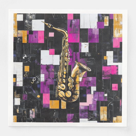 Modernes Saxophonmuster Serviette (Vorderseite)
