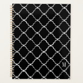 Modernes Scallop Monogramm Schwarz-Weiß-Muster Planer (Vorderseite)