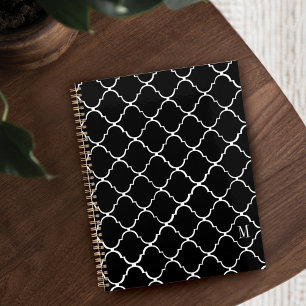 Modernes Scallop Monogramm Schwarz-Weiß-Muster Planer
