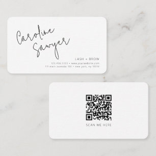Modernes Scan Me QR Code Lash und Brow Visitenkarte