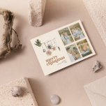 Modernes Scandi Boho Neutral Familie 4 Foto froh Feiertagskarte<br><div class="desc">'Willkommen den Weihnachtsgeist in Ihrem Zuhause in diesem Jahr und fügen Sie eine Touch des modernen Boho Stil zu Ihrem Urlaub Grüße mit diesem neutralen Foto Frohe Weihnachtskarte! Mit seinen warmen, erdigen Farben wird es sicher ein Gefühl von gemütlicher Ruhe und Freude auf Ihre Zuhause bringen. Mit vier Ihrer Lieblings-Fotos...</div>