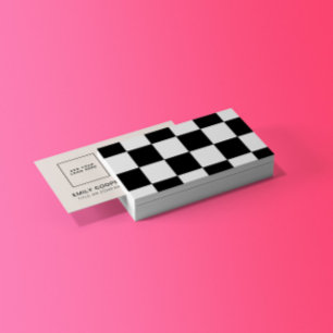 Modernes Schachbrett-Checkerboard-Add-Logo Schwarz Visitenkarte