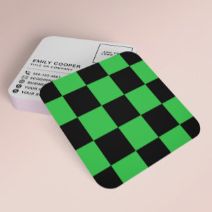 Modernes Schachbrett-Checkerboard-Logo schwarz grü Quadratische Visitenkarte