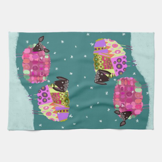 Modernes Schaf im Winter Küche Handtuch Tee (Horizontal)