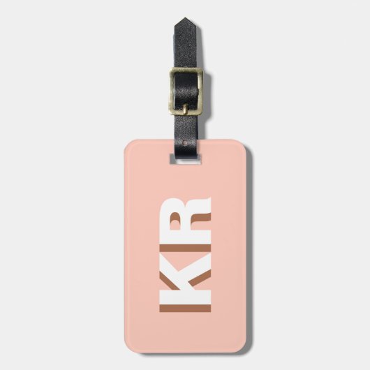 Modernes Schattenmonogramm Farbblock braun Beige Gepäckanhänger (Vorderseite vertikal)