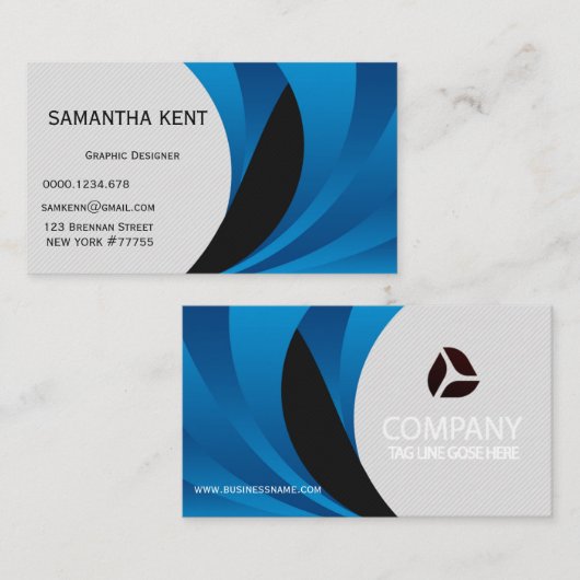 Modernes, schick Blau und Weiß Visitenkarte (Vorne/Hinten)