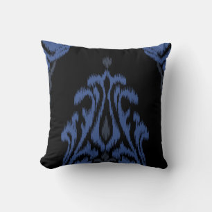 Modernes, schick-blaues Schwarzdamastenkissen Kissen