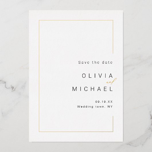 Modernes, schick gestaltetes minimalistisches Foto Folieneinladung (Vorderseite)