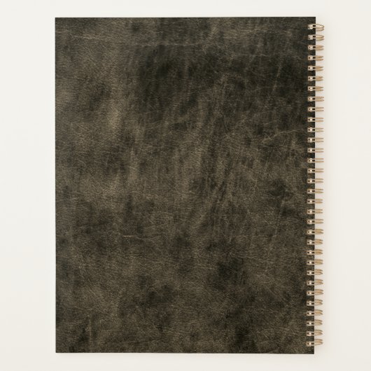 Modernes, schick graues Lederskript schwarz Monogr Planer (Rückseite)