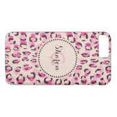 Modernes, schick rosa Geäthermuster-Monogramm Case-Mate iPhone Hülle (Rückseite (Horizontal))