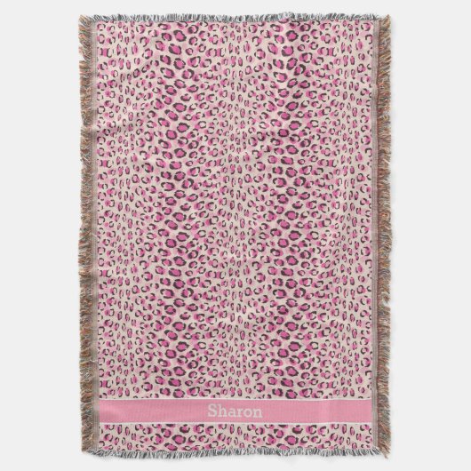 Modernes, schick rosa Geäthermuster-Monogramm Decke (Vorderseite Vertikal)