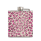 Modernes, schick rosa Geäthermuster-Monogramm Flachmann (Rückseite)