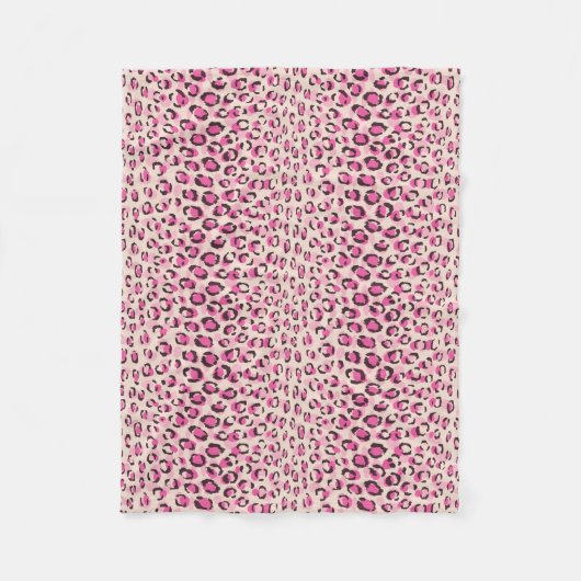 Modernes, schick rosa Geäthermuster-Monogramm Fleecedecke (Vorderseite)
