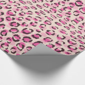 Modernes, schick rosa Geäthermuster-Monogramm Geschenkpapier (Ecke)